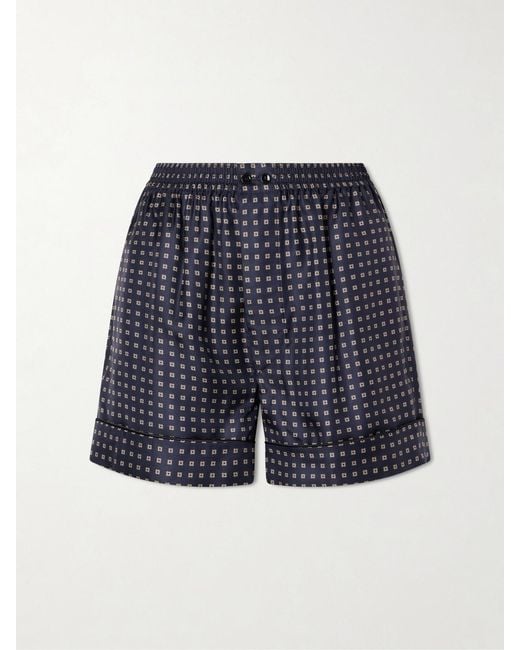 Saint Laurent Blue Printed Silk-Twill Shorts