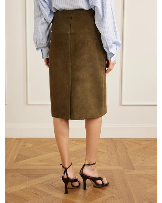 Proenza Schouler Green Irine Suede Midi Skirt