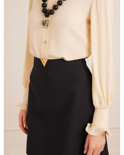 Valentino Garavani Black Embellished Wool And Silk-Blend Crepe Mini Skirt