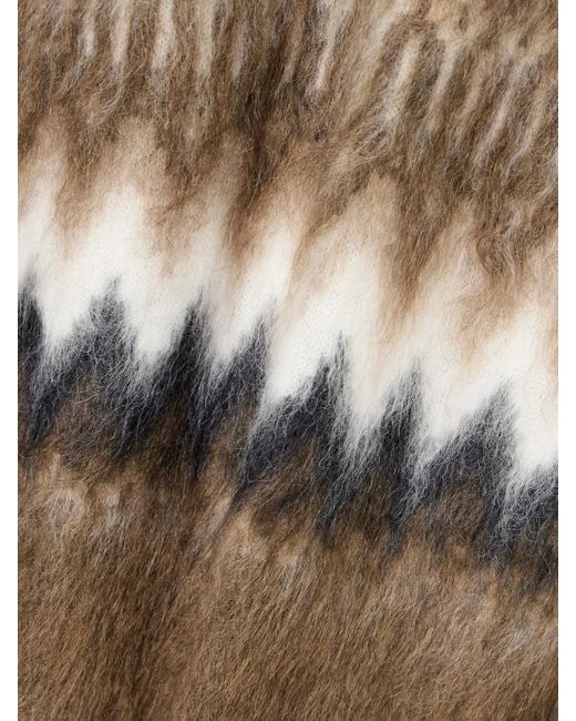 Brunello Cucinelli Natural Cropped Brushed Intarsia-Knit Turtleneck Sweater