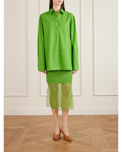 Khaite Green Newton Cotton-Poplin Shirt