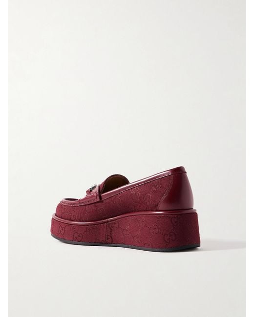 Gucci Red Horsebit Damenloafer Mit Keilabsatz, Größe
