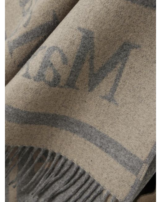 Max Mara Gray Hilde Logo-Jacquard Wool Cape