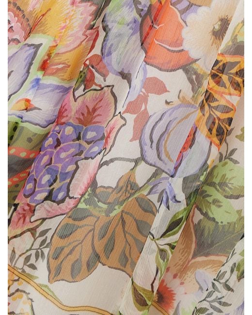 Etro Natural Belted Floral-Print Silk-Crepon Maxi Dress