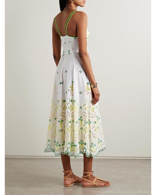 Charo Ruiz White Mutti Broderie Anglaise Cotton-Blend Maxi Dress