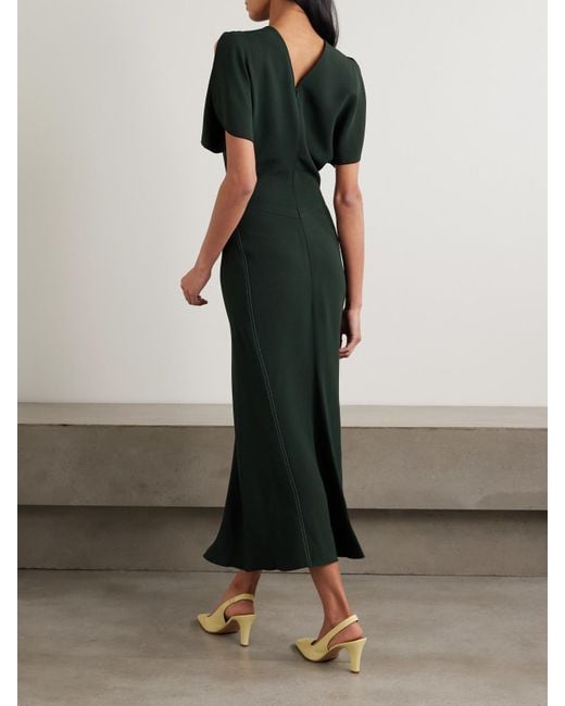 Victoria Beckham Green Midikleid Aus Crêpe Mit Raffungen