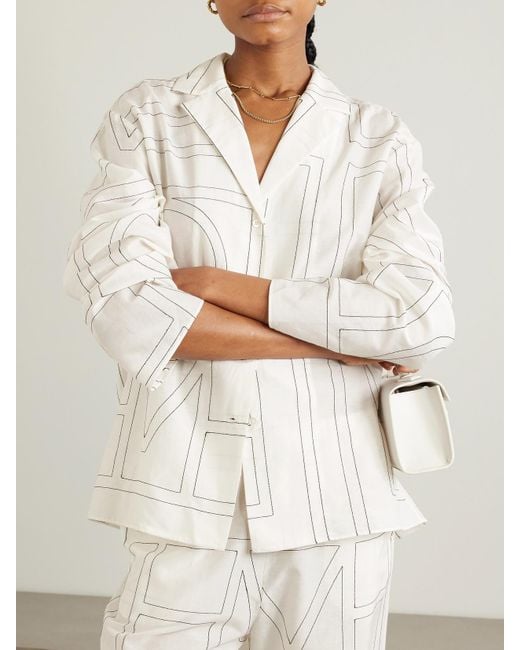 Totême White Embroidered Organic Cotton And Silk-Blend Shirt