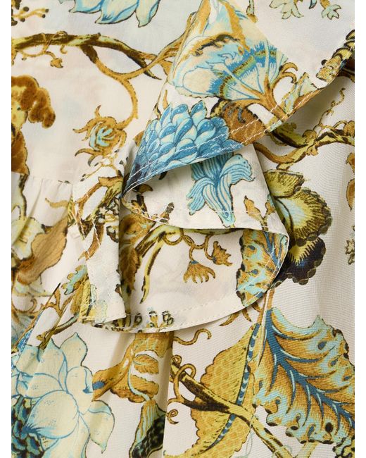 Ulla Johnson Metallic Vernon Ruffled Floral-Print Silk Crepe De Chine Blouse