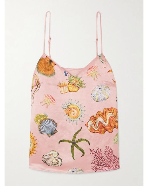 ALÉMAIS Pink Sam Pauletto Nereids Printed Hemp And Silk-Blend Camisole