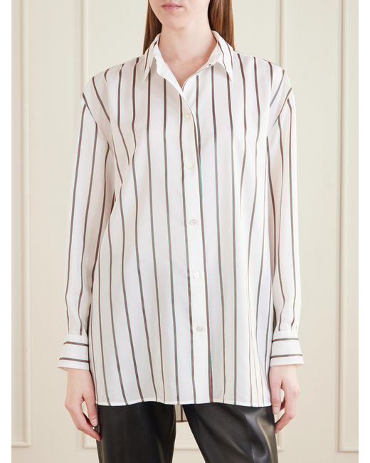 Gucci White Striped Silk-Blend Shirt