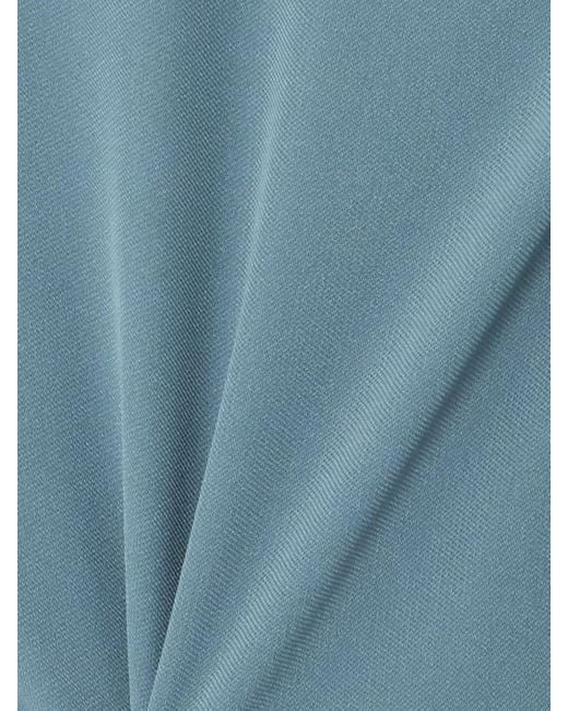 Marmar Halim Blue Draped Scarf-Detailed Wrap-Effect Silk-Crepe Gown