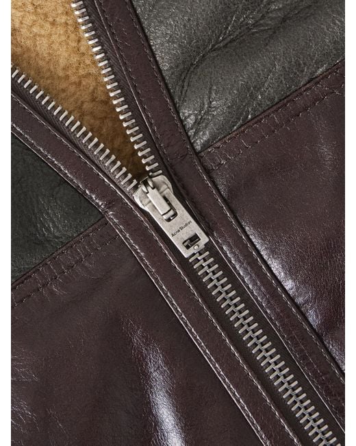 Veste À Capuche En Peau Lainée Et En Cuir Acne en coloris Gray