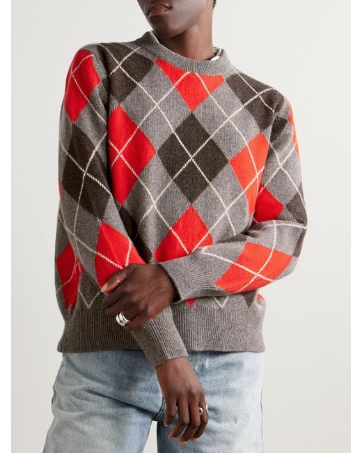 &Daughter Red Argyle Checked Wool Sweater