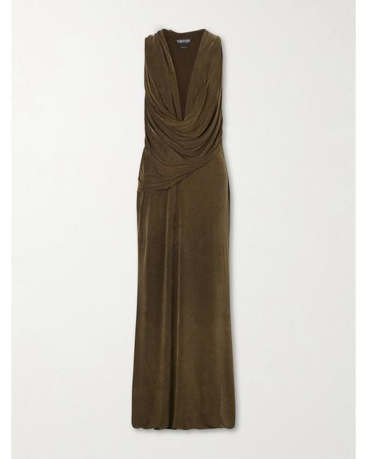 Tom Ford Natural Draped Jersey Gown