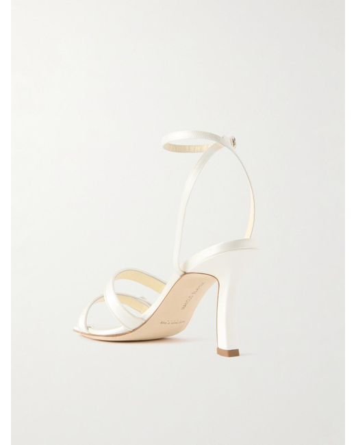 Manolo Blahnik Natural Neusita 90 Satin Sandals