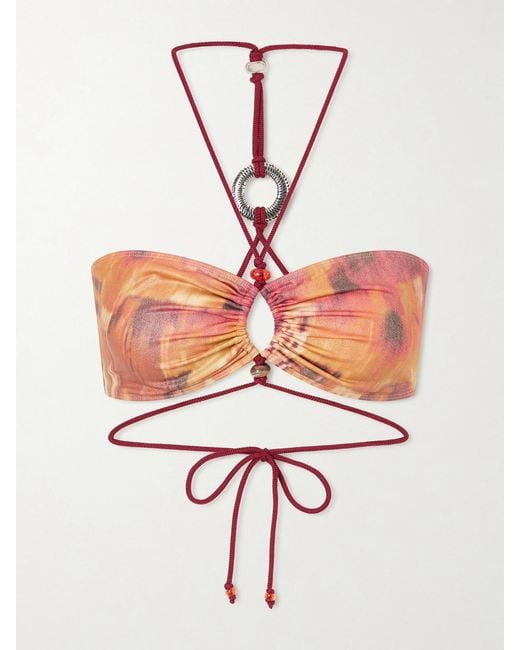Isabel Marant White Analia Embellished Bikini Top