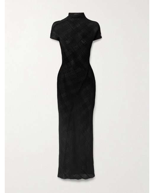 Jean Paul Gaultier Women's Black Embellished Checked Ribbed-Knit Turtleneck Maxi Dress Jean Paul Gaultier Women's Black Embellished Checked Ribbed-Knit Turtleneck Maxi Dress