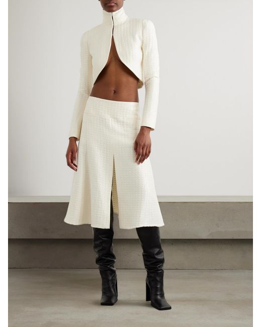 Alaïa Natural Silk-Cloqué Midi Skirt