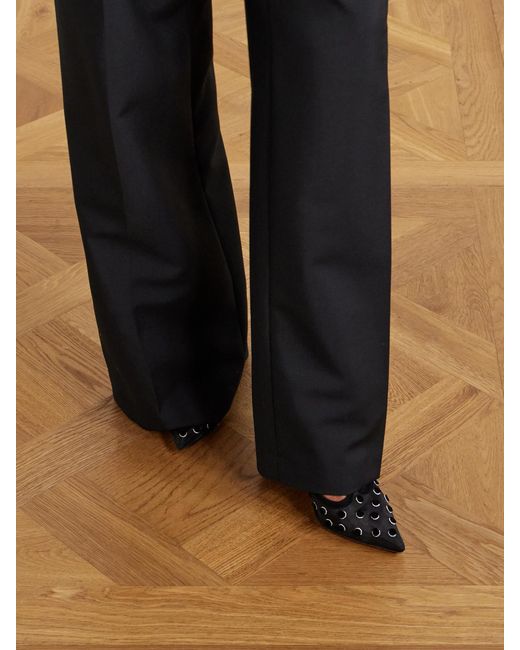 Roger Vivier Black I Love Vivier 100 Suede-Trimmed Flocked Mesh Pumps