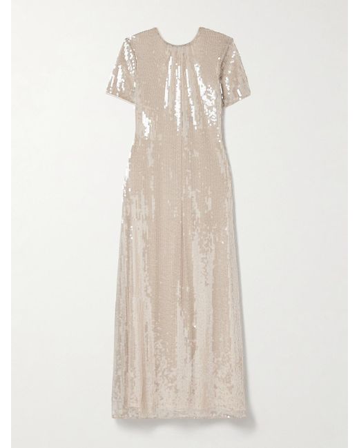 Robe Longue En Tulle À Sequins Et À Fronces Safi Staud en coloris Natural