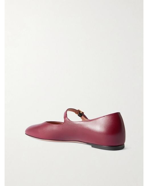 Bally Red Belkys Leather Mary Jane Ballet Flats