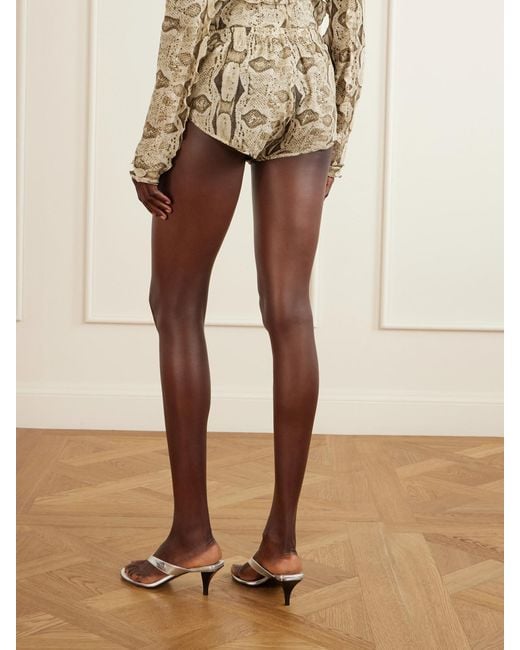Gucci Natural Snake-Print Silk-Blend Shorts