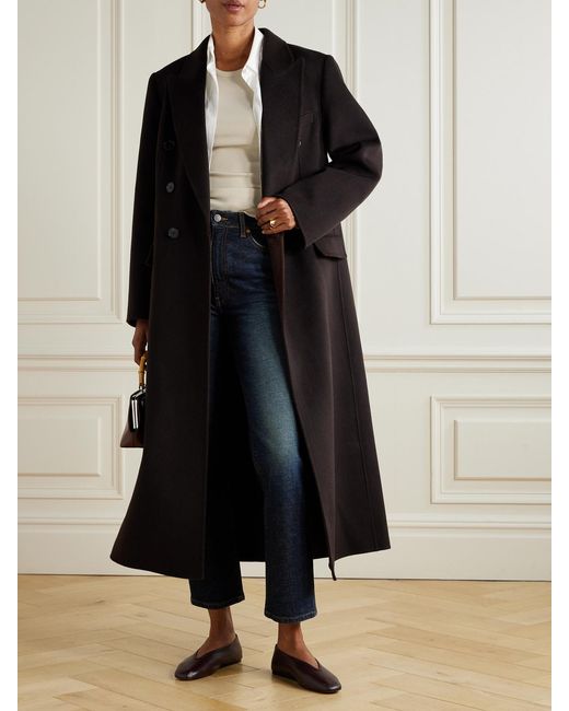 Victoria Beckham Black Double-Breasted Wool And Cashmere-Blend Coat