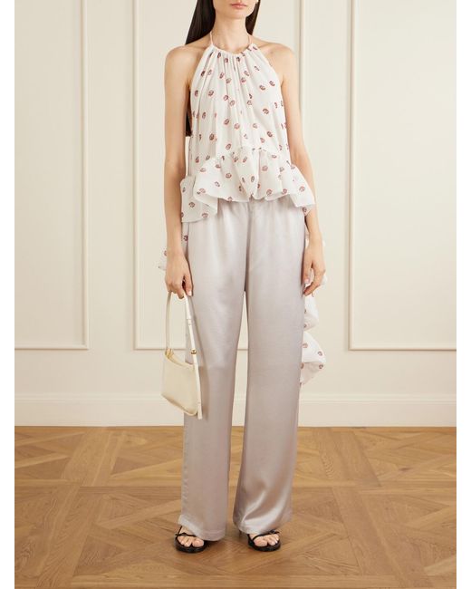 LIBEROWE White Tamara Silk-Chiffon Peplum Blouse