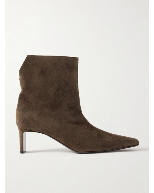 Khaite Brown Ona Suede Ankle Boots