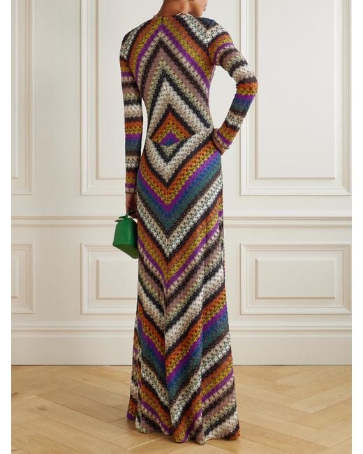 Missoni Striped Metallic Crochet-Knit Maxi Dress in White | Lyst UK Missoni Striped Metallic Crochet-Knit Maxi Dress in White | Lyst UK
