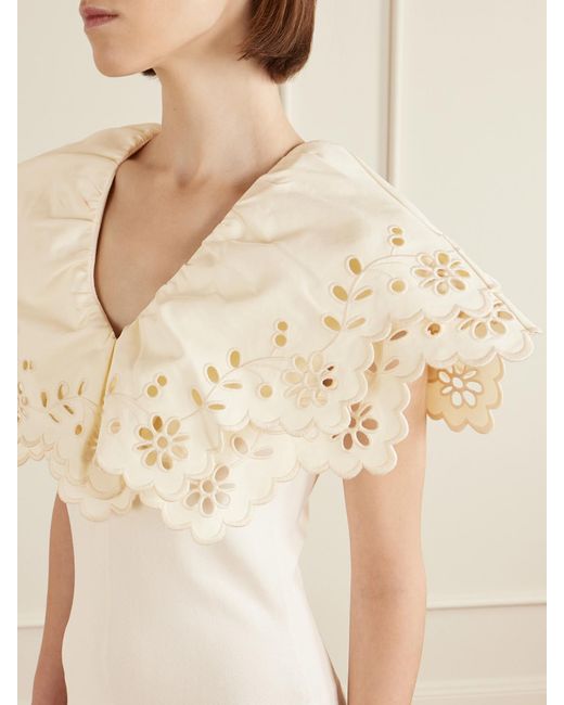 Altuzarra White Penrose Broderie Anglaise-Trimmed Jersey Maxi Dress