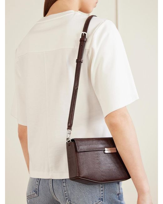 Totême Brown Clip Lizard-Effect Leather Shoulder Bag