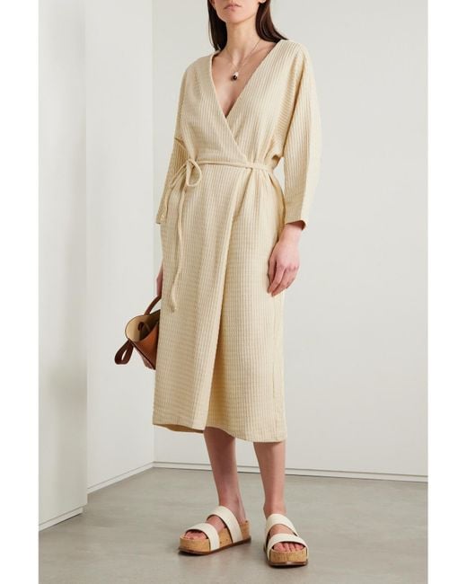 Mara Hoffman Natural Tiffany Wickelkleid Aus Einer Strukturierten Biobaumwollmischung