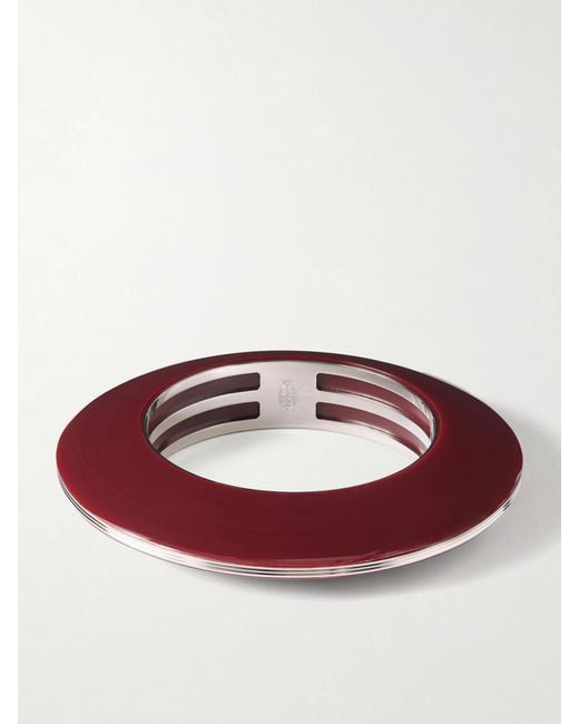 Jacques Marie Mage Brown Loulou De La Falaise Rhoda Palladium-Plated Acetate Bangle