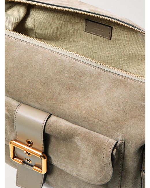 Sac Porté Épaule En Daim À Finitions En Cuir Camera Chloé en coloris Natural