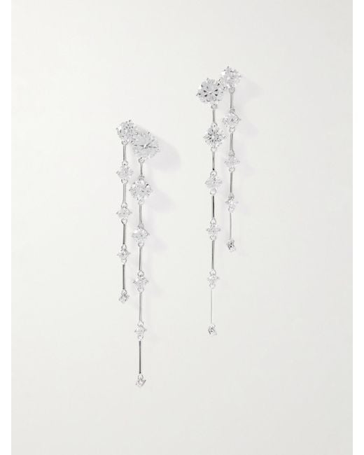 Completedworks White Memory Lane Rhodium-Plated Cubic Zirconia Earrings