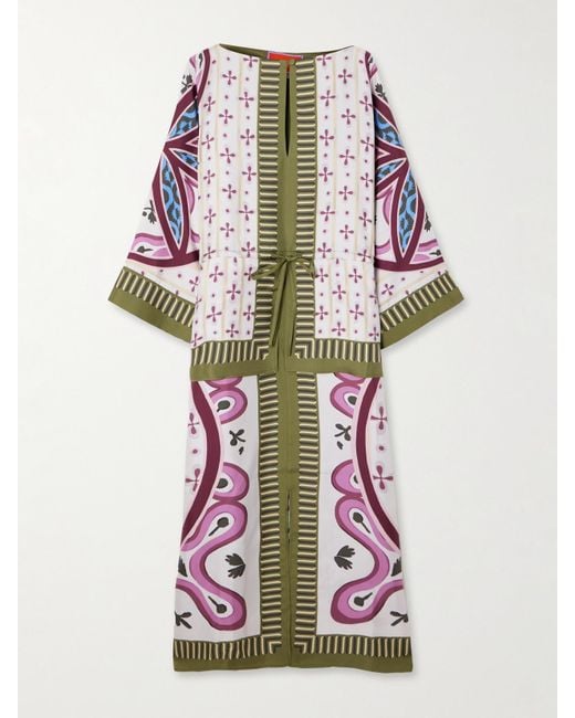 LaDoubleJ White Apericena Printed Silk-Twill Midi Dress