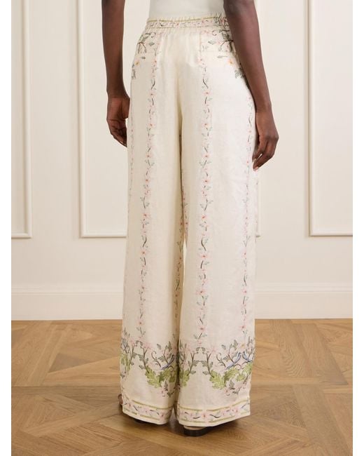 Agua Bendita Natural Tota Anhelo Floral-Printed Linen Straight-Leg Pants