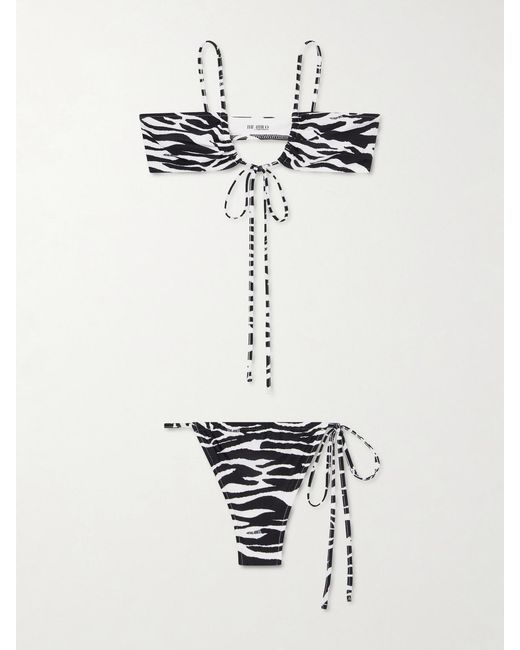 The Attico White Quick-Drying Zebra-Print Bikini
