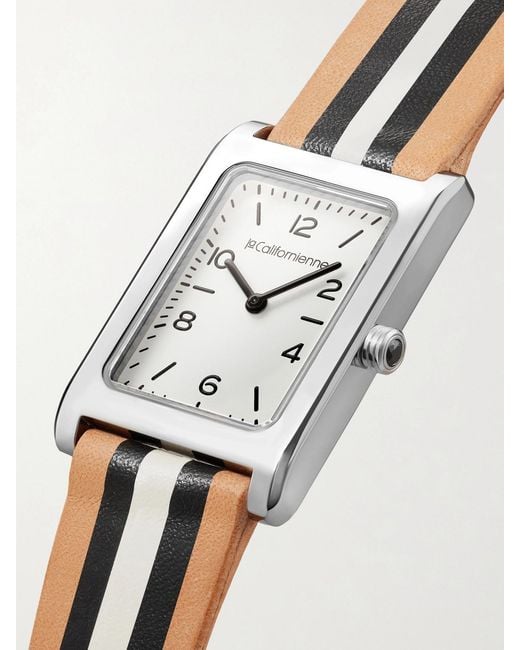 La Californienne White Daybreak 24Mm Steel Striped Leather Watch