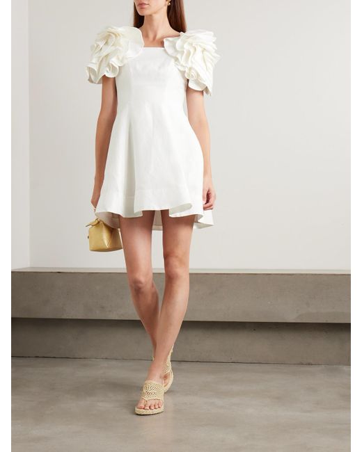 Mini-Robe En Popeline À Volants Twyla Aje. en coloris White