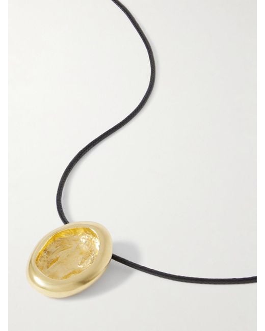 YSSO White Aesop-Plated And Cord Necklace