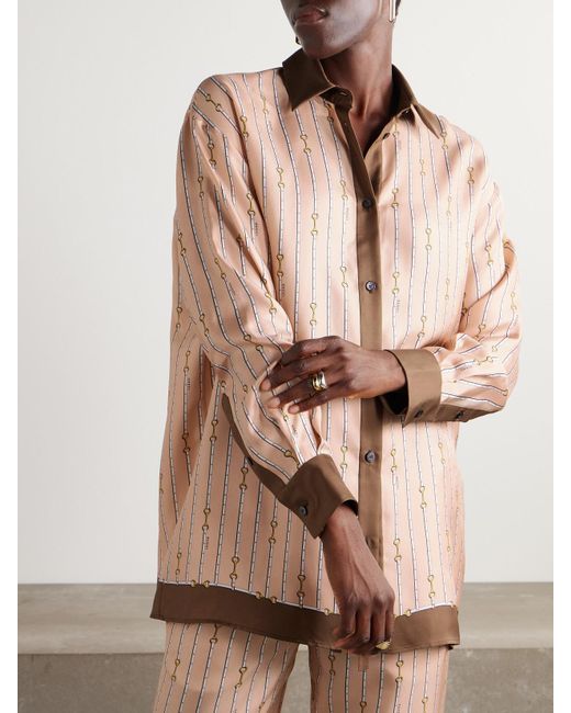 Gucci Natural Printed Silk Twill Shirt