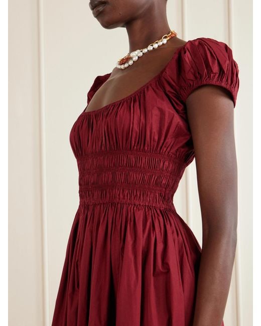 Doen Quinley Shirred Organic Cotton-Voile Midi Dress