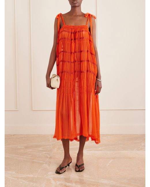 Alix Of Bohemia Red Emrys Ibis Chiffon Maxi Dress
