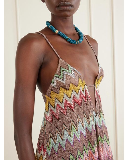 Missoni White Striped Metallic Crochet-Knit Coverup