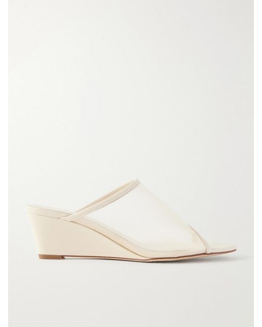 Aeyde Natural Suzanne Leather-Trimmed Mesh Sandals