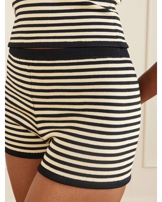 Calle Del Mar Yellow Striped Stretch-Knit Shorts