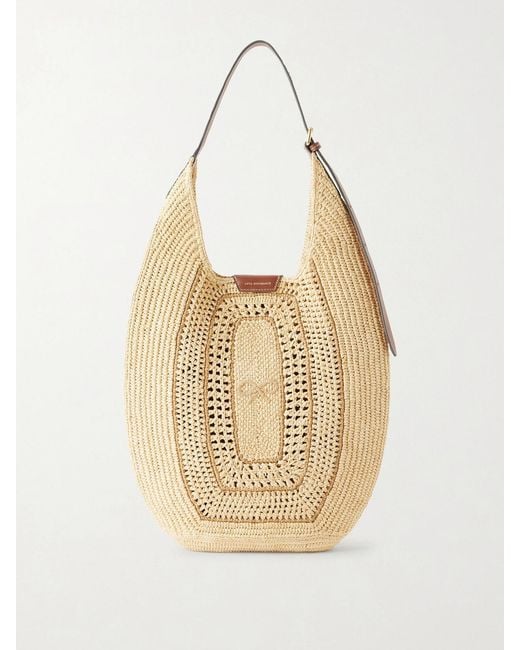 Anya Hindmarch Natural Bow Leather-Trimmed Raffia Tote
