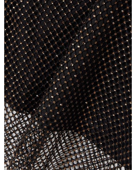 Sportmax Black Gerrarda Crystal-Embellished Mesh Turtleneck Top
